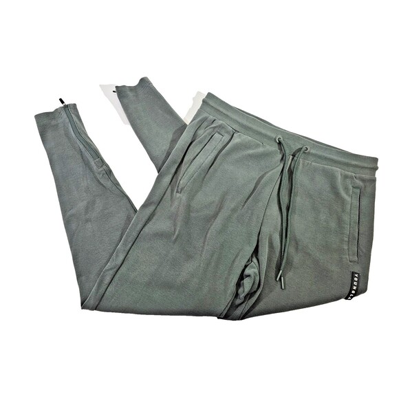 CCN Men's Large YoungLA Green Skinny Leg Ankle Zip Sweatpants Lounge Sweat Pants - Picture 1 of 11